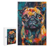 1000 PCS Puzzle Colorful Pug Art Print-11 Puzzle Per Adolescenti Migliora La Memoria Difficile E Stimolante Rompicapo Giochi Per Famiglie 1000 PCS