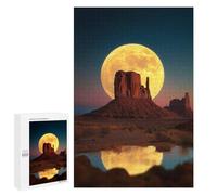1000 PCS Puzzle Full Moon Over Monument Valley Reflection Puzzle Per Adulti Puzzle Per Divertimento in Famiglia Difficile E Stimolante Gioco Educativo Per Famiglie 1000 PCS