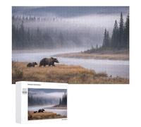 1000 PCS Puzzle Grizzly Bear And Cub by River Puzzle Per Adulti Giocattoli Antistress Vacanza A Casa Ammazza Il Tempo Offerta Come Regalo Per Tutta La Famiglia 1000 PCS