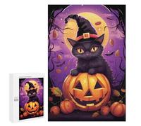 1000 PCS Puzzle Halloween Black Cat with Jack-o'-Lantern-4 Puzzle Per Adulti Puzzle Divertenti E Umoristici Stimolanti Da Completare Regali Unici Per Compleanno E Natale 1000 PCS