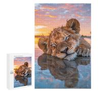 1000 PCS Puzzle Lion Cub Sunset Reflection Puzzle Per Adolescenti Corsa Di Velocità Manuale Lista Dei Desideri Con Babbo Natale Giocattoli Giochi Educativi 1000 PCS