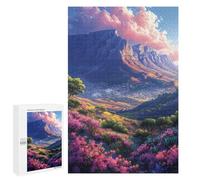 1000 PCS Puzzle Mountain Valley with Pink Flowers Puzzle Per Adulti Puzzle Divertenti E Umoristici Stimolanti Da Completare Regali Unici Per Compleanno E Natale 1000 PCS
