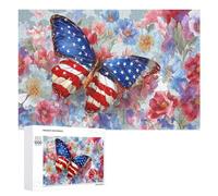 1000 PCS Puzzle Per Adolescenti American Flag Butterfly Art Print Puzzle Per Adolescenti Gioco Rompicapo Migliora La Memoria Regali Di Natale Compleanno 1000 PCS