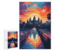 1000 PCS Puzzle Per Adolescenti Angkor Wat Sunset Bridge Puzzle Per Adulti Puzzle Difficile Sfida Attività Divertenti A Casa Ottimo Regalo Per I Giocatori 1000 PCS