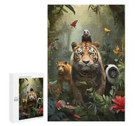 1000 PCS Puzzle Per Adolescenti Animals in The Jungle Puzzle Per Adulti Gioco Pratico Difficile Difficile Unico Compleanno E Regali 1000 PCS