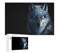 1000 PCS Puzzle Per Adolescenti Black Wolf with Blue Eyes Puzzle Per Adulti, Gioco Rompicapo, Gara Di Velocità Manuale, Impegnativo Da Completare 1000 PCS