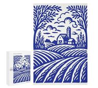 1000 PCS Puzzle Per Adolescenti Blue Farm Landscape Illustration Puzzle Per Adulti Assemblaggio Del Modello Aiuta L'esercizio Del Cervello Giochi Stimolanti 1000 PCS