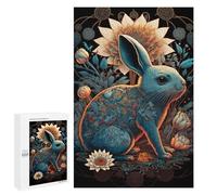 1000 PCS Puzzle Per Adolescenti Blue Rabbit with Lotus Flowers Puzzle Per Adulti Assemblaggio Del Modello Aiuta L'esercizio Del Cervello Giochi Stimolanti 1000 PCS