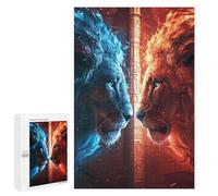1000 PCS Puzzle Per Adolescenti Blue Vs Red Lions Epic Battle Puzzle Per Adulti Migliorano La Memoria Difficili E Stimolanti Rompicapo Giochi Per Famiglie 1000 PCS