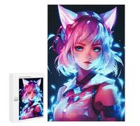 1000 PCS Puzzle Per Adolescenti Cat Girls Anime Neon Puzzle Per Adulti Gioco Pratico Difficile Difficile Unico Compleanno E Regali 1000 PCS