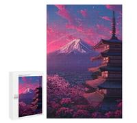 1000 PCS Puzzle Per Adolescenti Cherry Blossom Pagoda Sunset Puzzle Per Adulti Puzzle Difficile Sfida Attività Divertenti A Casa Ottimo Regalo Per I Giocatori 1000 PCS