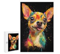 1000 PCS Puzzle Per Adolescenti Colorful Chihuahua Art Print-5 Puzzle Per Adulti Assemblaggio Del Modello Aiuta L'esercizio Del Cervello Giochi Stimolanti 1000 PCS