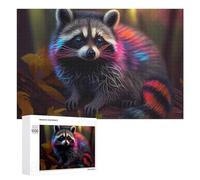 1000 PCS Puzzle Per Adolescenti Colorful Raccoon in Autumn Forest Puzzle Per Adolescenti Gioco Rompicapo Migliora La Memoria Regali Di Natale Compleanno 1000 PCS
