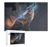 1000 PCS Puzzle Per Adolescenti Colorful Wolf Howling in The Night Puzzle Per Adolescenti Gioco Rompicapo Migliora La Memoria Regali Di Natale Compleanno 1000 PCS