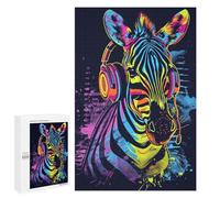 1000 PCS Puzzle Per Adolescenti Colorful Zebra Headphones Art Print Puzzle Per Adulti Assemblaggio Del Modello Aiuta L'esercizio Del Cervello Giochi Stimolanti 1000 PCS