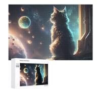 1000 PCS Puzzle Per Adolescenti Cosmic Cat Gazing Window Puzzle Per Adulti Gioco Pratico Corsa Di Velocità Delle Mani Divertimento Attività A Casa, 1000 PCS