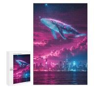 1000 PCS Puzzle Per Adolescenti Cosmic Whale Over Cityscape Puzzle Per Adulti Gioco Pratico Difficile Difficile Unico Compleanno E Regali 1000 PCS