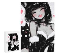 1000 PCS Puzzle Per Adolescenti Cute Anime Cat Girl And Black Cat Puzzle Per Adulti Gioco Pratico Regalo Per Donne Aiuta L'esercizio Del Cervello 1000 PCS