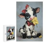 1000 PCS Puzzle Per Adolescenti Cute Cow with Flower Puzzle Per Adolescenti Analisi E Logica Difficile E Sfida Ideale Come Regalo 1000 PCS