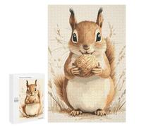 1000 PCS Puzzle Per Adolescenti Cute Squirrel with Nut Illustration Puzzle Per Adolescenti Antistress Ogni Pezzo È Unico - Ideale Come Regalo Per Tutta La Famiglia 1000 PCS