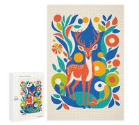 1000 PCS Puzzle Per Adolescenti Deer in Floral Pattern Puzzle Per Adolescenti Migliora La Memoria Sfida Da Completare Giocattoli Educativi Per L'apprendimento 1000 PCS
