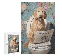 1000 PCS Puzzle Per Adolescenti Dog on Toilet Reading Newspaper-1 Puzzle Per Adulti Assemblaggio Del Modello Aiuta L'esercizio Del Cervello Giochi Stimolanti 1000 PCS