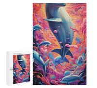 1000 PCS Puzzle Per Adolescenti Dolphins in A Colorful Ocean -5 Puzzle Per Adulti Gioco Per Famiglie Un'opera D'arte Regali Unici Per Compleanno E Natale 1000 PCS