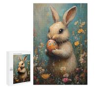 1000 PCS Puzzle Per Adolescenti Easter Bunny with Egg Puzzle Per Adulti Gioco Pratico Difficile Difficile Unico Compleanno E Regali 1000 PCS
