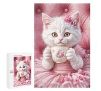 1000 PCS Puzzle Per Adolescenti Elegant Cat with Tea Cup Puzzle Per Adulti Giocattolo Decorazione Da Parete Un'opera D'arte Regalo Di Compleanno, Regali, 1000 PCS