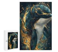1000 PCS Puzzle Per Adolescenti Elegant Orca Whale with Gold Accents Puzzle Per Adulti Gioco Pratico Assemblaggio Di Modelli Regali Unici Per Compleanno E Natale 1000 PCS