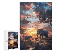 1000 PCS Puzzle Per Adolescenti Elephants Nature SynthWave Puzzle Per Adulti Gioco Pratico Corsa Di Velocità Delle Mani Divertimento Attività A Casa, 1000 PCS
