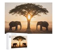 1000 PCS Puzzle Per Adolescenti Elephants Under Tree at Sunset Puzzle Per Adulti Giochi Per Famiglie Antistress Regali Per La Riduzione Dello Stress 1000 PCS