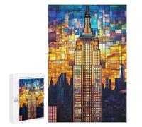 1000 PCS Puzzle Per Adolescenti Empire State Building Stained Glass-1 Puzzle Per Adulti Difficili, Impegnativi Da Completare, Gioco Divertente Per Tutta La Famiglia 1000 PCS