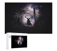 1000 PCS Puzzle Per Adolescenti Enchanted Forest with Stag Silhouette Puzzle Per Adolescenti Gioco Rompicapo Migliora La Memoria Regali Di Natale Compleanno 1000 PCS