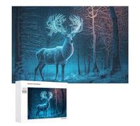 1000 PCS Puzzle Per Adolescenti Enchanted Winter Forest with Glowing Deer Puzzle Per Adolescenti Gioco Rompicapo Migliora La Memoria Regali Di Natale Compleanno 1000 PCS