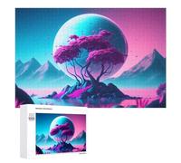 1000 PCS Puzzle Per Adolescenti Fantasy Planet with Pink Trees Puzzle Per Adolescenti Gioco Rompicapo Migliora La Memoria Regali Di Natale Compleanno 1000 PCS