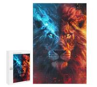 1000 PCS Puzzle Per Adolescenti Fire & Ice Lion Art Print -7 Puzzle Per Adulti Assemblaggio Del Modello Aiuta L'esercizio Del Cervello Giochi Stimolanti 1000 PCS