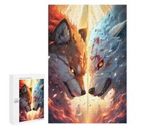 1000 PCS Puzzle Per Adolescenti Fire Vs Ice Dual Wolf Spirits Puzzle Per Adulti Giocattoli Antistress Regali Per Donne Sfida Da Completare 1000 PCS