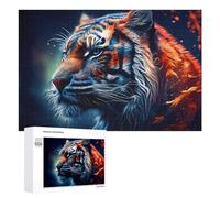 1000 PCS Puzzle Per Adolescenti Flame Tiger Digital Art Puzzle Per Adolescenti Gioco Rompicapo Migliora La Memoria Regali Di Natale Compleanno 1000 PCS