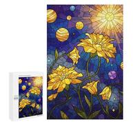 1000 PCS Puzzle Per Adolescenti Floral Stained Glass Space Art Puzzle Per Adulti Gioco Pratico Regalo Per Donne Aiuta L'esercizio Del Cervello 1000 PCS