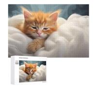 1000 PCS Puzzle Per Adolescenti Fluffy Orange Kitten on Blanket Puzzle Per Adolescenti Gioco Rompicapo Migliora La Memoria Regali Di Natale Compleanno 1000 PCS