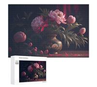 1000 PCS Puzzle Per Adolescenti Glowing Peony Bouquet Vase Decor Puzzle Per Adulti Giocattolo Decorazione Da Parete Un'opera D'arte Regalo Di Compleanno, Regali, 1000 PCS