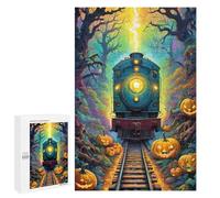 1000 PCS Puzzle Per Adolescenti Halloween Train Through The Woods Puzzle Per Adulti, Gioco Rompicapo, Gara Di Velocità Manuale, Impegnativo Da Completare 1000 PCS