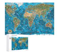 1000 PCS Puzzle Per Adolescenti Illustrated World Map Puzzle Puzzle Per Adulti Giocattolo Decorazione Da Parete Un'opera D'arte Regalo Di Compleanno, Regali, 1000 PCS