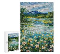 1000 PCS Puzzle Per Adolescenti Impasto Landscape with Flowers And Mountain Puzzle Per Adolescenti Antistress Ogni Pezzo È Unico - Ideale Come Regalo Per Tutta La Famiglia 1000 PCS