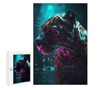 1000 PCS Puzzle Per Adolescenti Leopard Jaguar Neon Art Puzzle Per Adulti Gioco Pratico Difficile Difficile Unico Compleanno E Regali 1000 PCS