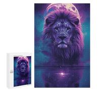 1000 PCS Puzzle Per Adolescenti Lion Moon Reflection Art Print Puzzle Per Adolescenti Analisi E Logica Difficile E Sfida Ideale Come Regalo 1000 PCS