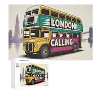 1000 PCS Puzzle Per Adolescenti London Calling Double Decker Bus Illustration Puzzle Per Adulti Giocattoli Antistress Regali Per Donne Sfida Da Completare 1000 PCS
