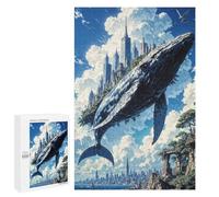 1000 PCS Puzzle Per Adolescenti Majestic Sky Whale Carrying A Floating City Above A Coastal Metropolis Puzzle Per Adulti Giocattoli Antistress Analisi E Logica Interazione Genitore-figlio 1000 PCS