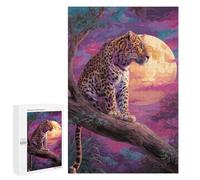 1000 PCS Puzzle Per Adolescenti Moonlit Leopard in Tree Puzzle Per Adolescenti Migliora La Memoria Sfida Da Completare Giocattoli Educativi Per L'apprendimento 1000 PCS